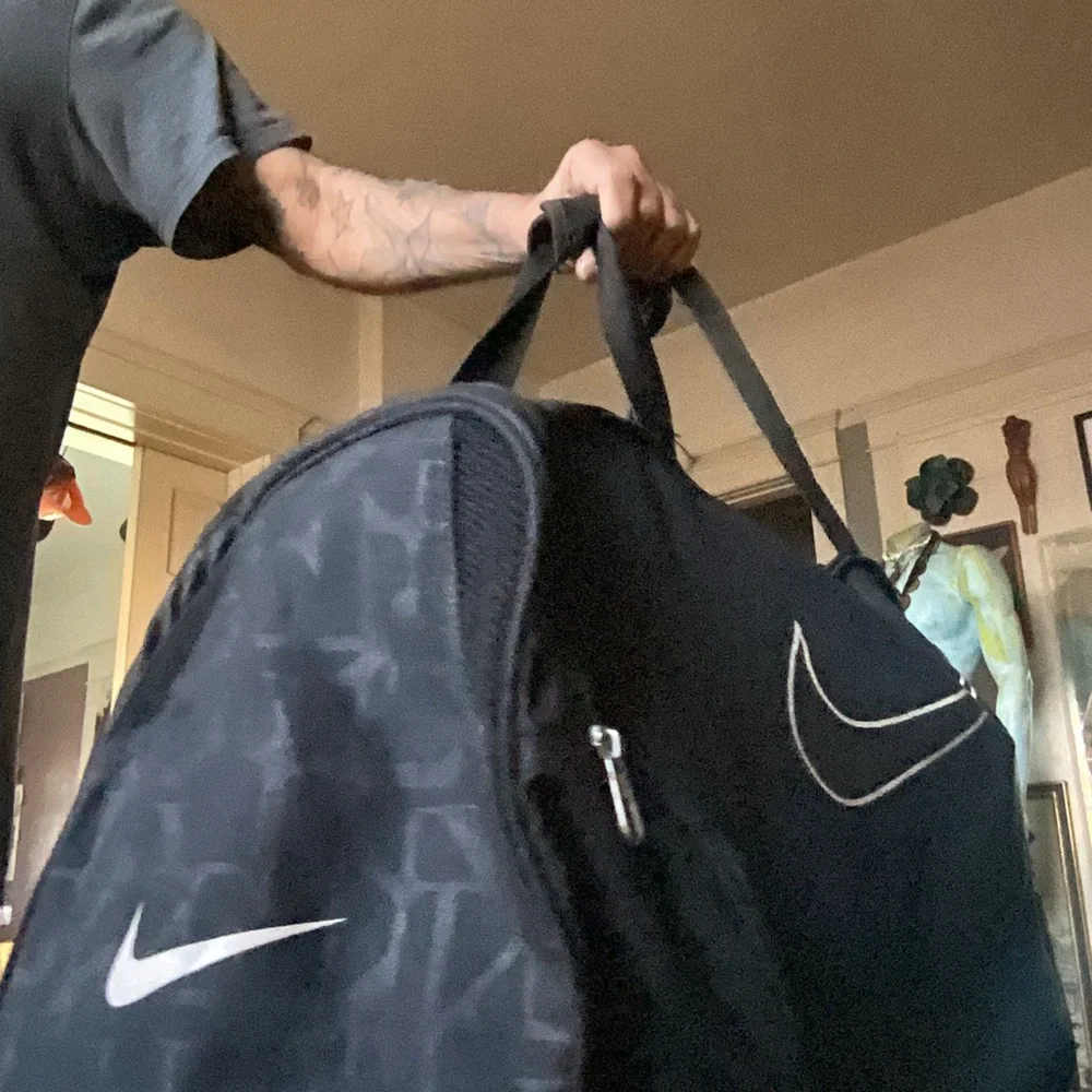 Nike Black and White Duffel Bag